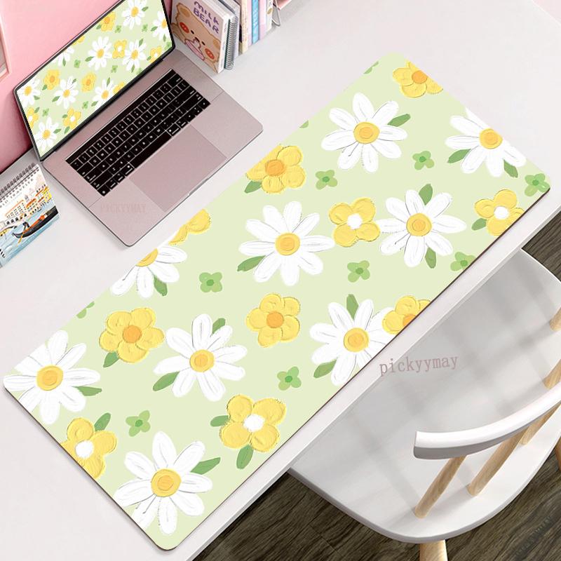 Large Mouse Pad Flower 100x50cm Locking Edge Big Computer Mousepads Cute Mousepad Big Keyboard Mat Gamer Mouse Pads Desk Mats