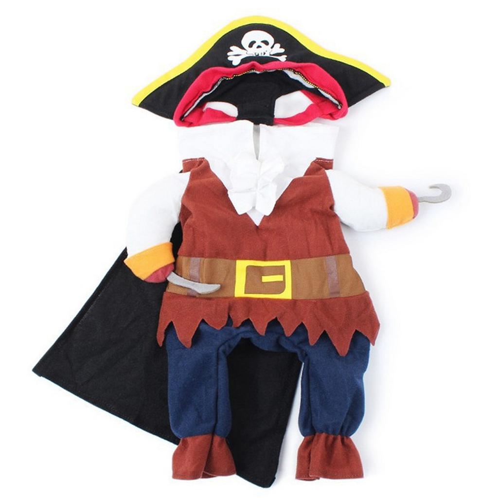 Polyester Cute Durable Pet Halloween Clothes Pirate Funny Costume Dress Up for Cats Dogs(S)