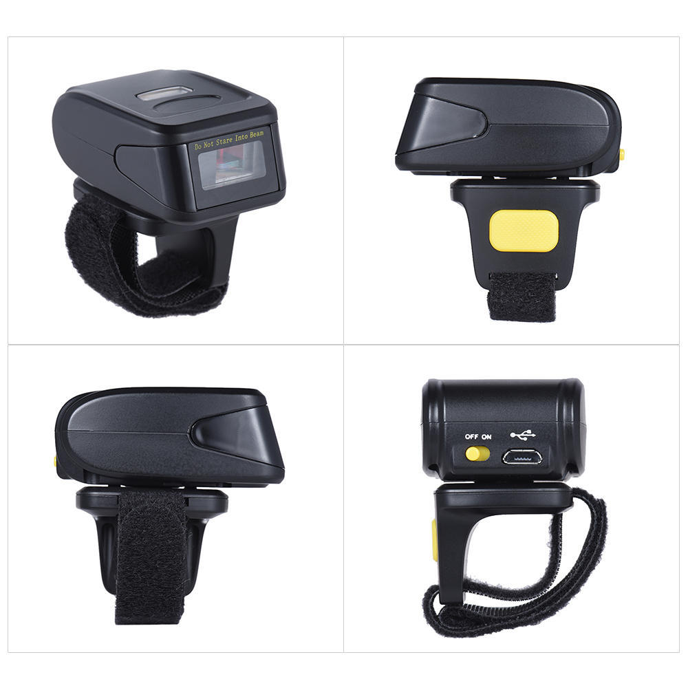 Portable Handheld BT Wireless Ring Finger 1D 2D QR Barcode Scanner Reader Support for Windows Android iOS for