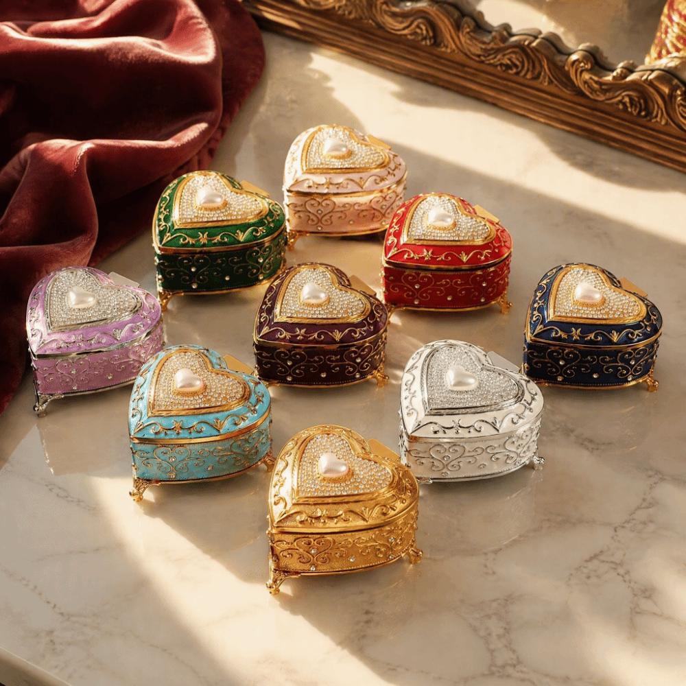 European Style Heart Jewelry Box Zinc Zinc Zinc Alloy Trinket Case Retro Jewelry Container Home Decor