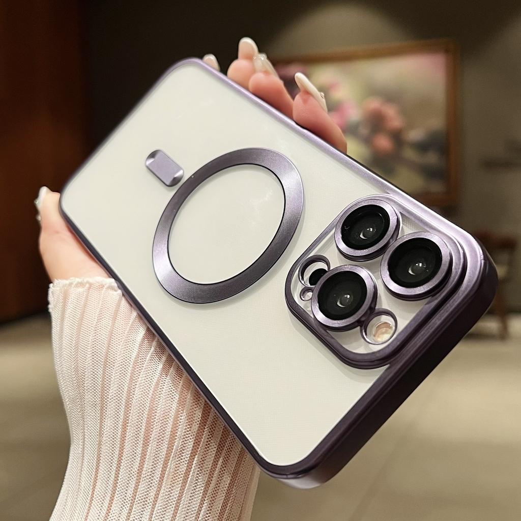 Suitable for 16promax mobile phone case Apple 16pro/14/15 titanium metal electroplating magnetic attraction with self-contained lens film
