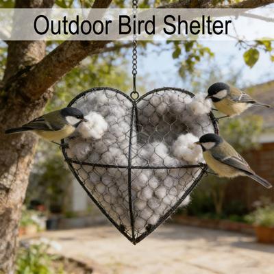 Bird Nesting House Metal Heart Birds Nesting Material Holder Hummingbird Nester Bird Nest Box for Wild Birds To Collect Nesting Fibers Garden Decor