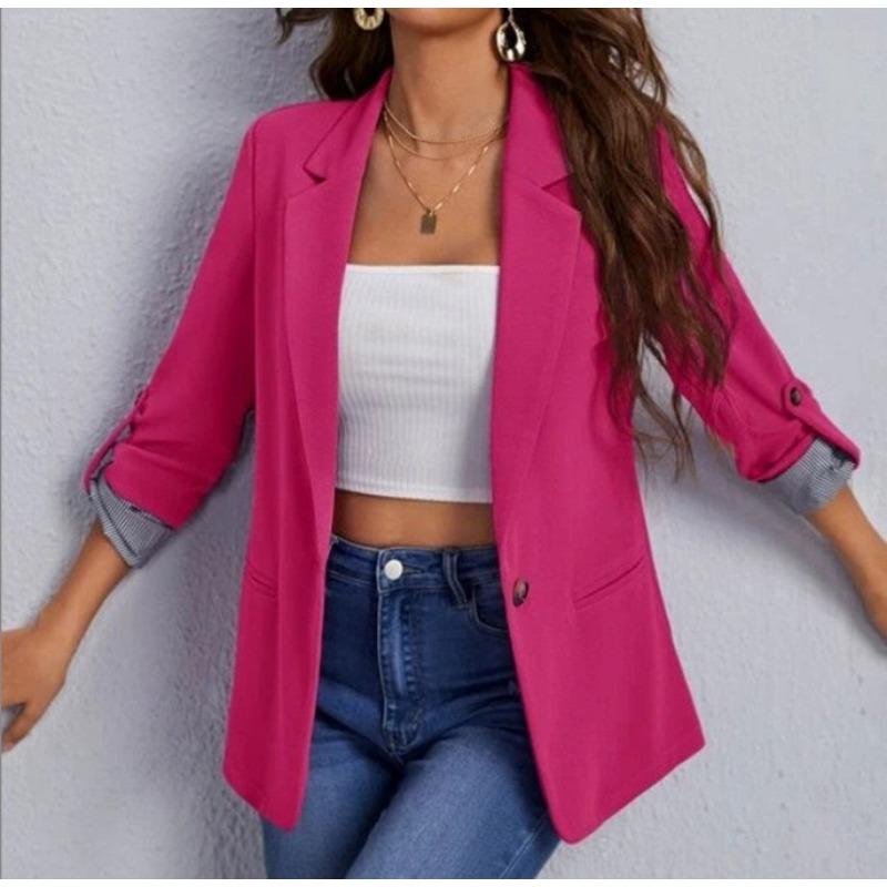 

BITCED Women s Vintage Casual Solid Color Print Autumn Winter Long Sleeve Jackets & Coats International design XXXL рожевий червоний колір