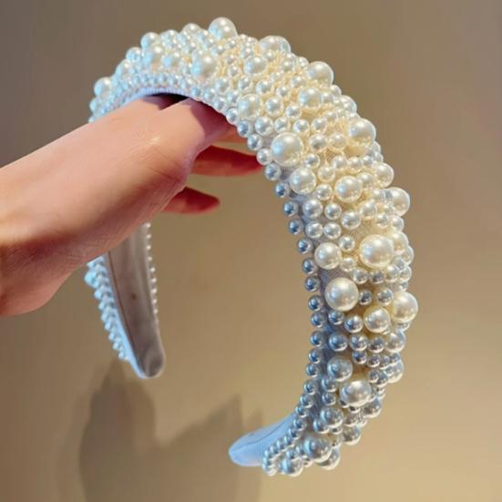 Imitation Pearl Hair Hoop Wide Heightened Headband Flexible Comfortable Fit Hair Hoop Hair Accessory