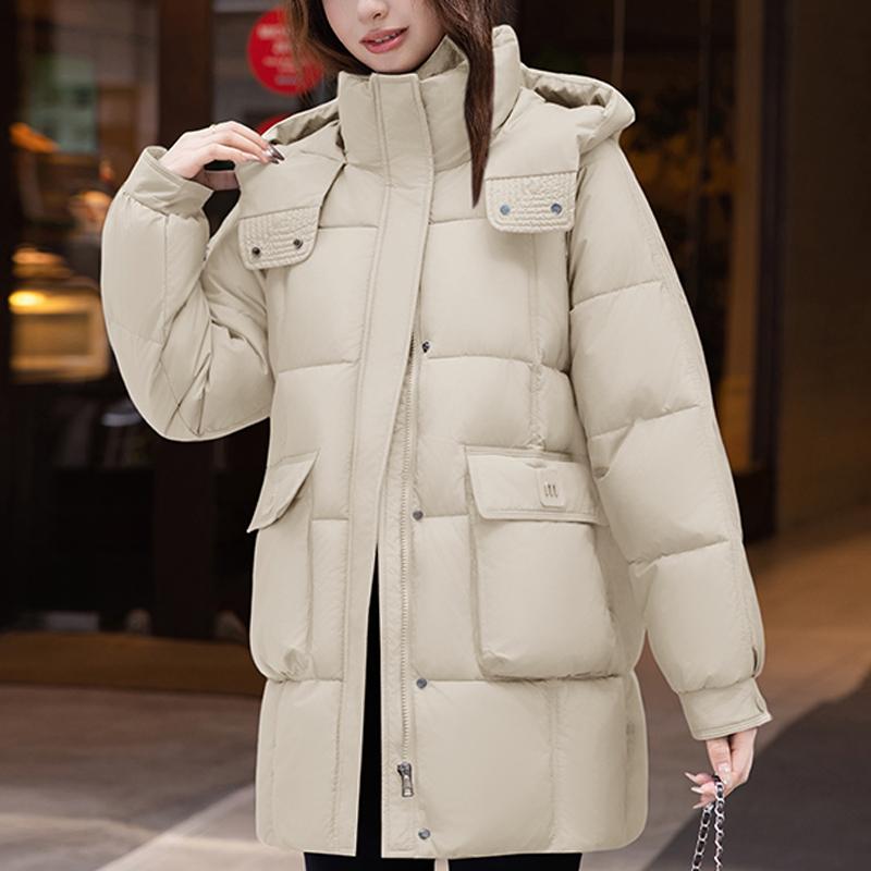 Mode Damen Winter Lange Mäntel Kapuze Übergröße Locker Dick Warm Parkas Damenjacken