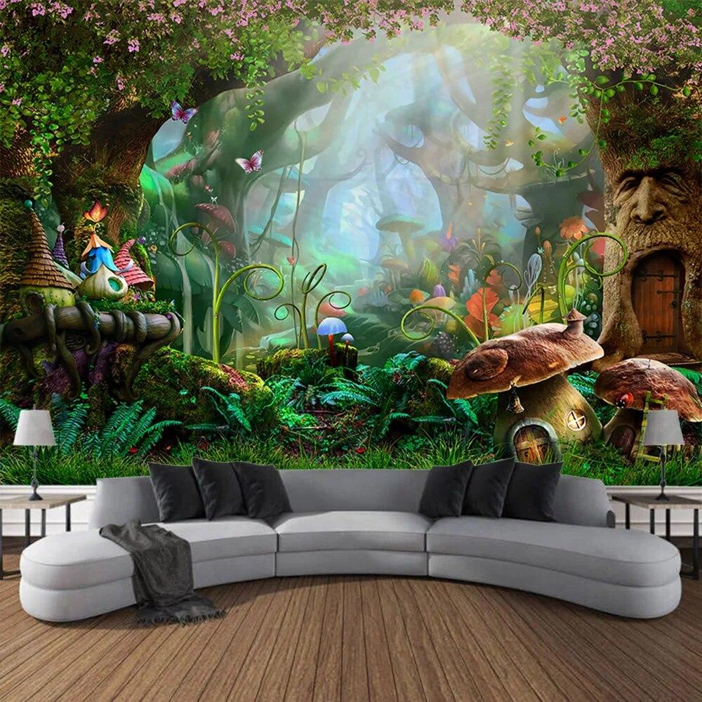 

Сказочный Фэнтези гобелен с грибами в богемном стиле, украшение для дома, одеяло, хиппи, детская комната, художественное украшение, гобелен 230x180cm