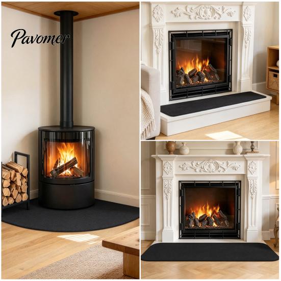 Outdoor Firepit Base Fireproof Fireplace Mat, Three Layer Flame Resistant Rug for Wood Protective Pad Carpets Stove, Hearth Heat Floor Mat Indoor