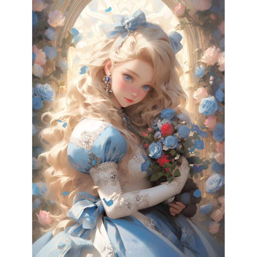 Alice in Wonderland Diamond Painting Art Mosaic Anime Girl Rose DIY Cross Stitch Kit 5D Full Drill Home Decor