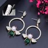CMM Unique Bee Shape Circle Green Cubic Zirconia Drop Earrings