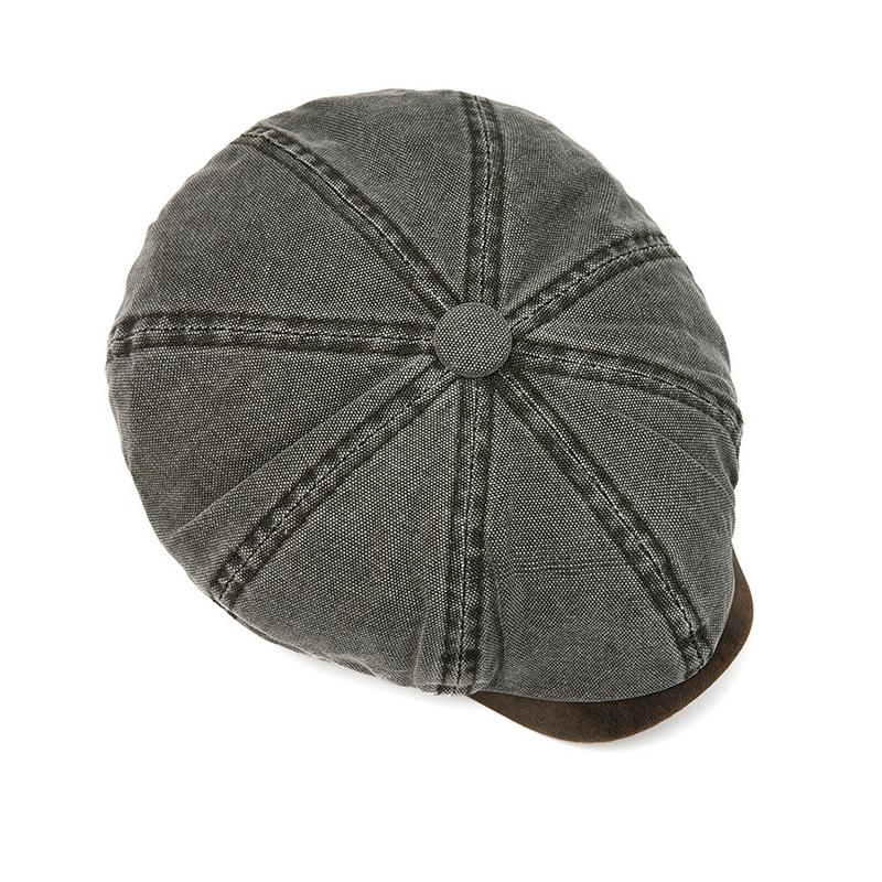 British Contrast Newsboy Hat Men's Spring Summer Denim Octagonal Cap Retro Painter Beret