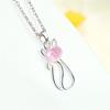Natural Ice Pink Ross Quartz Cute Cat Crystal Pendant Trendy Gem Necklace for Woman Elegant Cham Girl's Party Gifts Jewelry