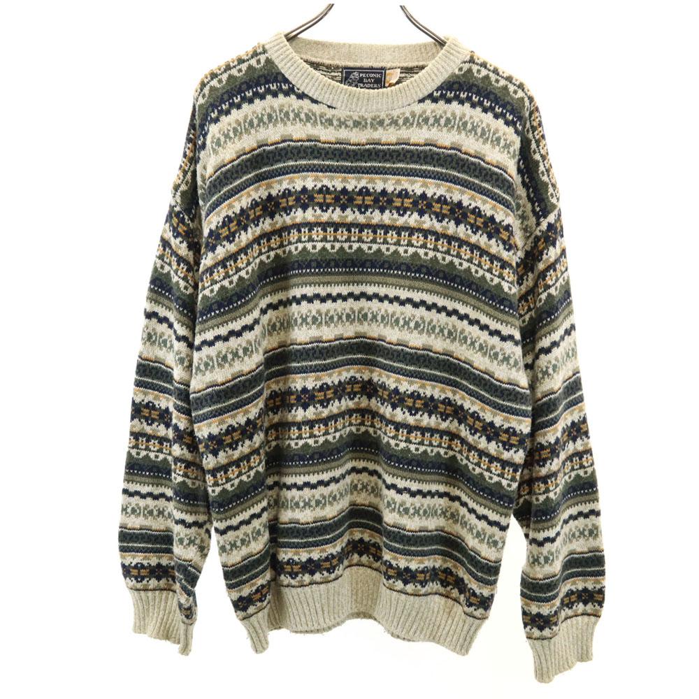 

PECONIC BAY TRADERS 80s Made in USA Vintage Overall handle Long sleeve Cotton knit sweater Men s Used