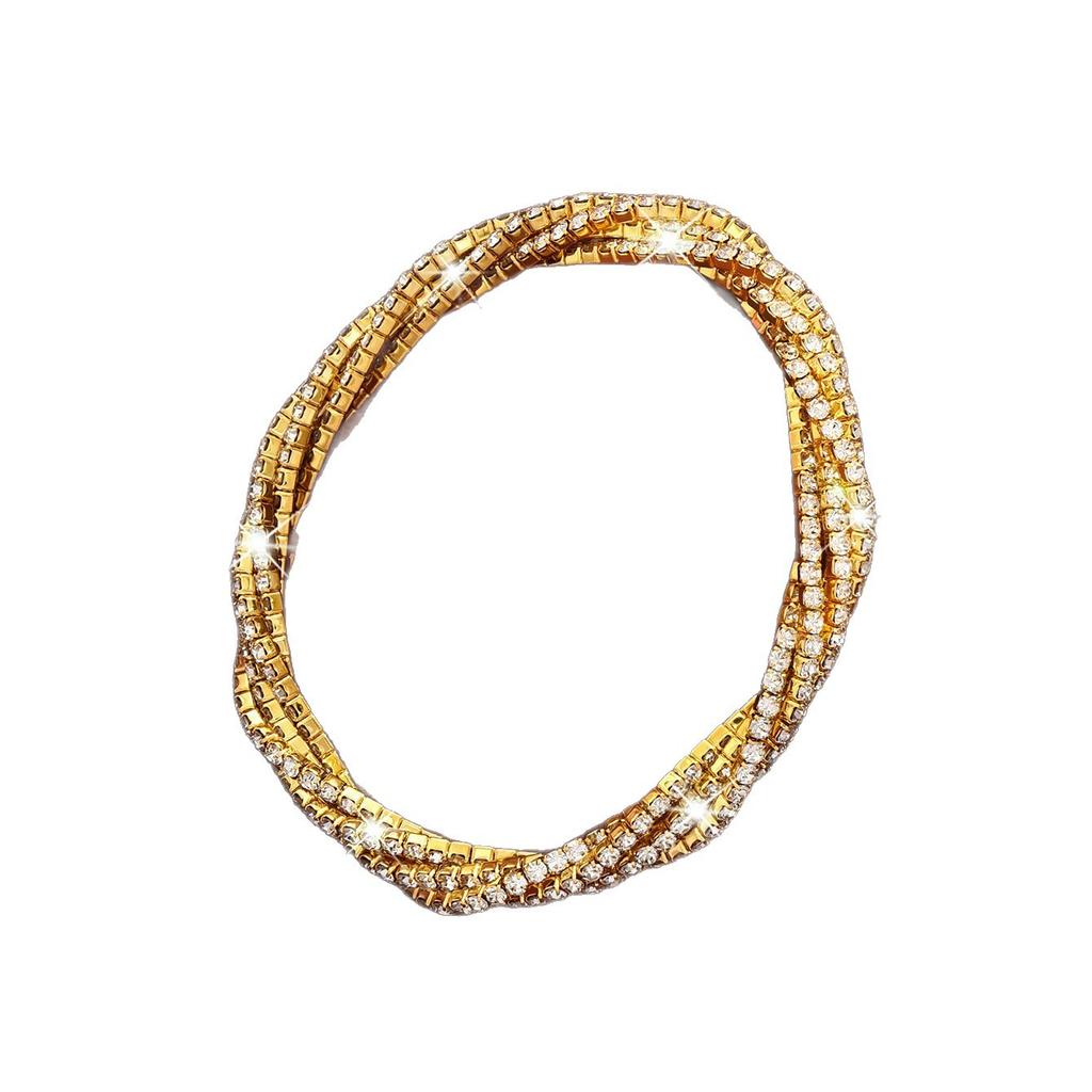 Voll Diamant Elastisches Armband Leichter Luxus Nische Exquisites Armband Umrundungsarmband Handseil Verdrehtes Armband Weiblich
