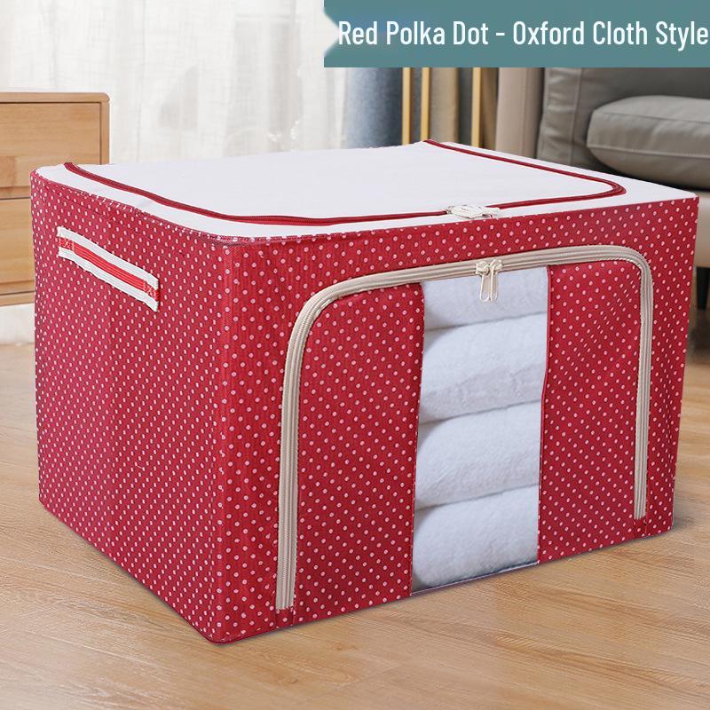 Cotton Linen Foldable Storage Box with Steel Frame - Large Capacity Clothes Organizer
