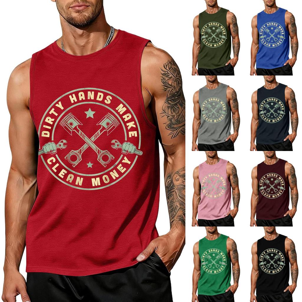 Men's Sleeveless Tank Top Casual Muscle Shirt Labor Day Graphic Print Workwear Summer Vest Gym Workout Tee