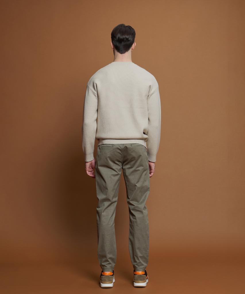 PANICALE Khaki Regular Slim Fit Cotton Pants (Type A)