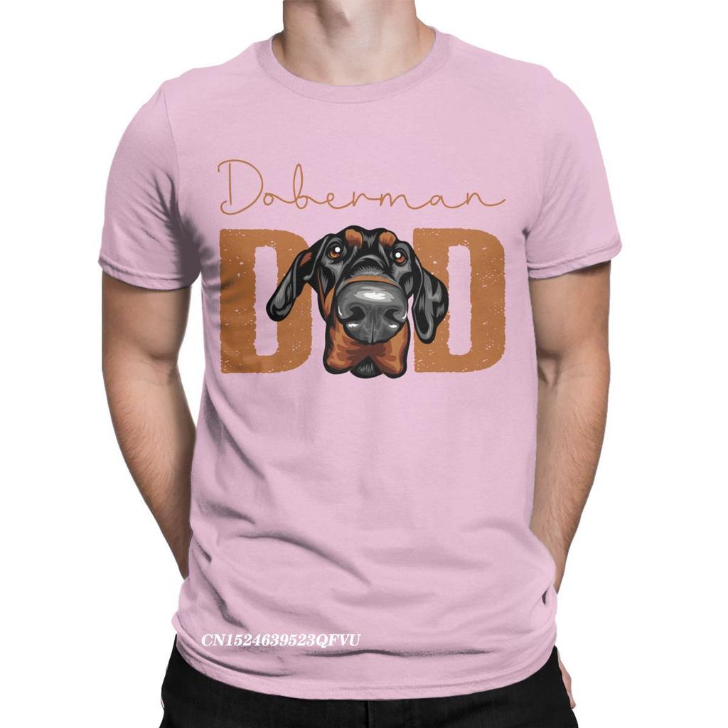 Men Doberman Dad Dog Tops T Shirts Animal Pet Oversized Pure Cotton Novelty Harajuku Crewneck Tees Aesthetic Camisas T-Shirt
