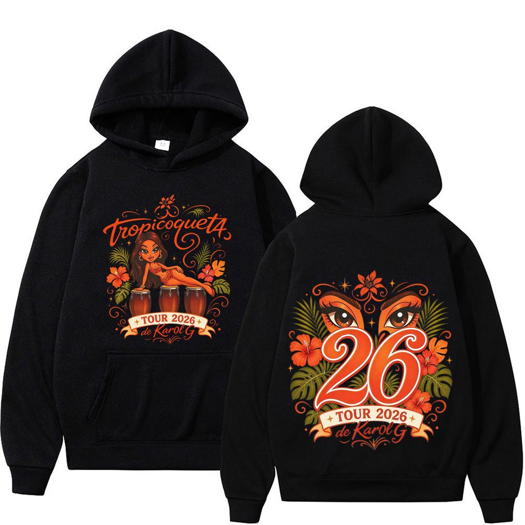 Karol G Viajando Por El Mundo Tropitour 2026 Graphics Hoodie Men Women Fashion Pullover Winter Loose Casual Oversized Sweatshirt