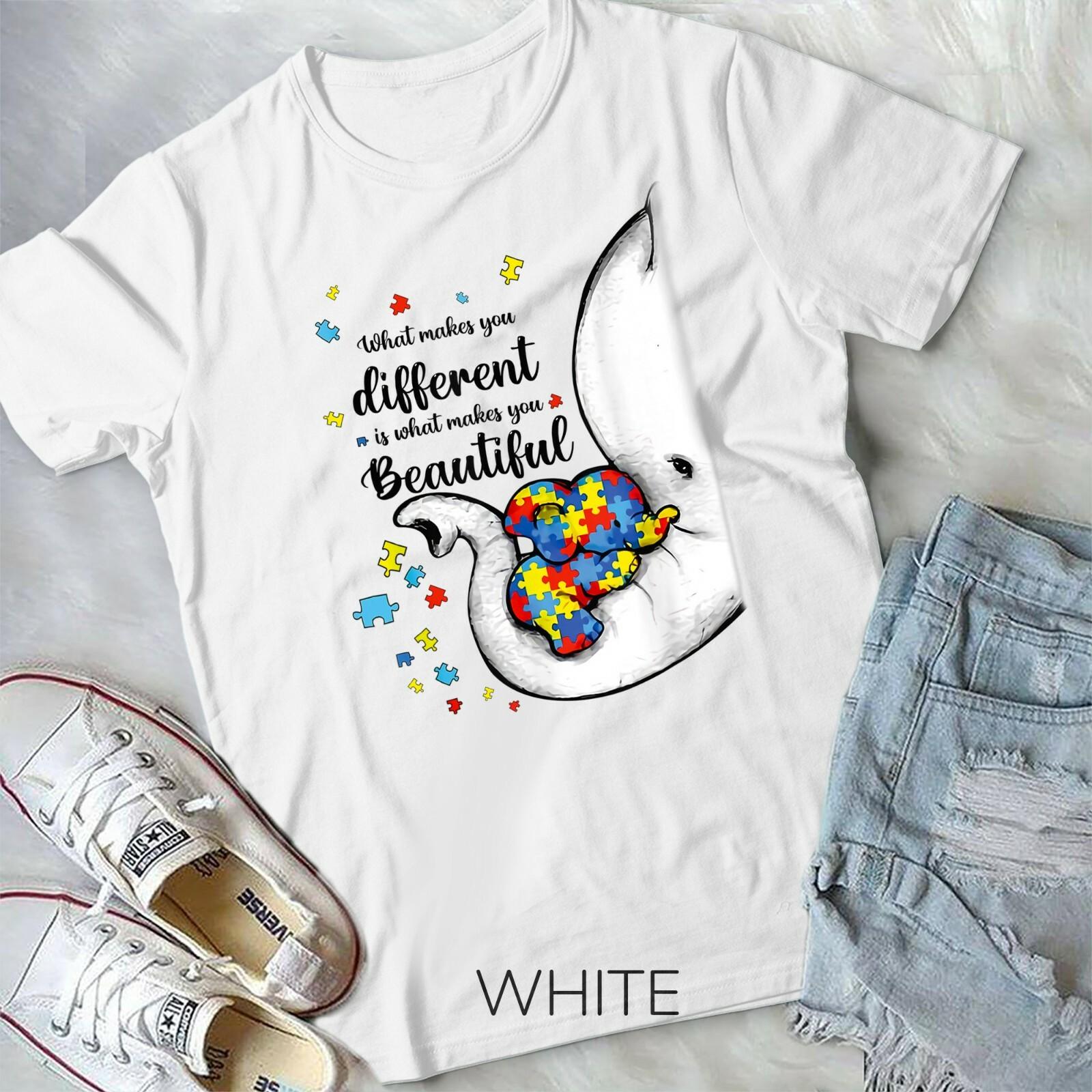 What Makes You Different Elephant Mom Autism Child Awareness T-shirt XL