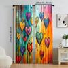 2 pcs   versatile polyester transparent curtains for home decoration Love Graffiti Art Colorful for use in bedrooms and living