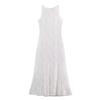 Summer new European and American women's clothing sleeveless off-the-shoulder sexy lace fashion temperament slim-fitting long dress