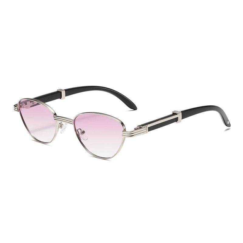 

KAMMPT Fashion Retro Metal Gradient Shades Women Original Brand Design Anti UV Sunglasses Stylish Multi Color Decor Sun Glasses as picture shows