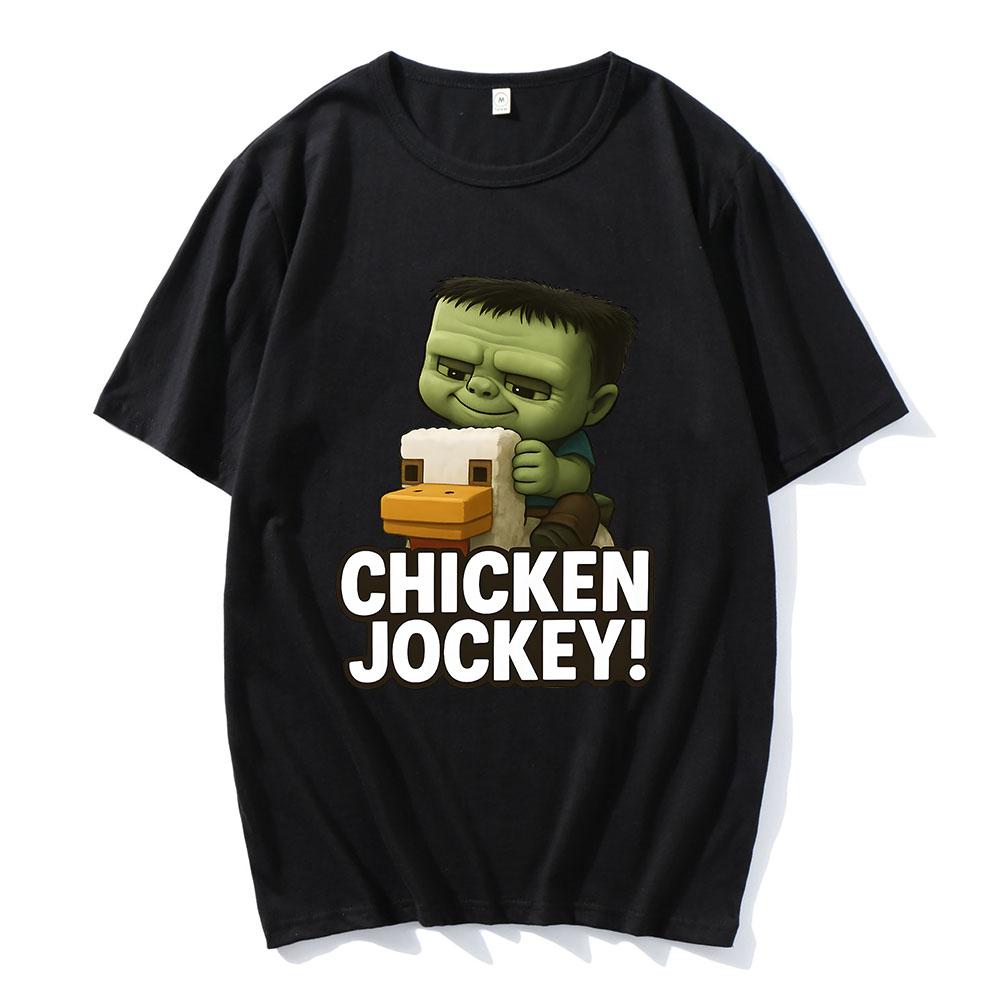Funny Printing T-shirt Hot Game Chicken Jockey Tshirts Short Sleeve Cotton O-neck TShirt Men Women Clothing Unisex Streetwear