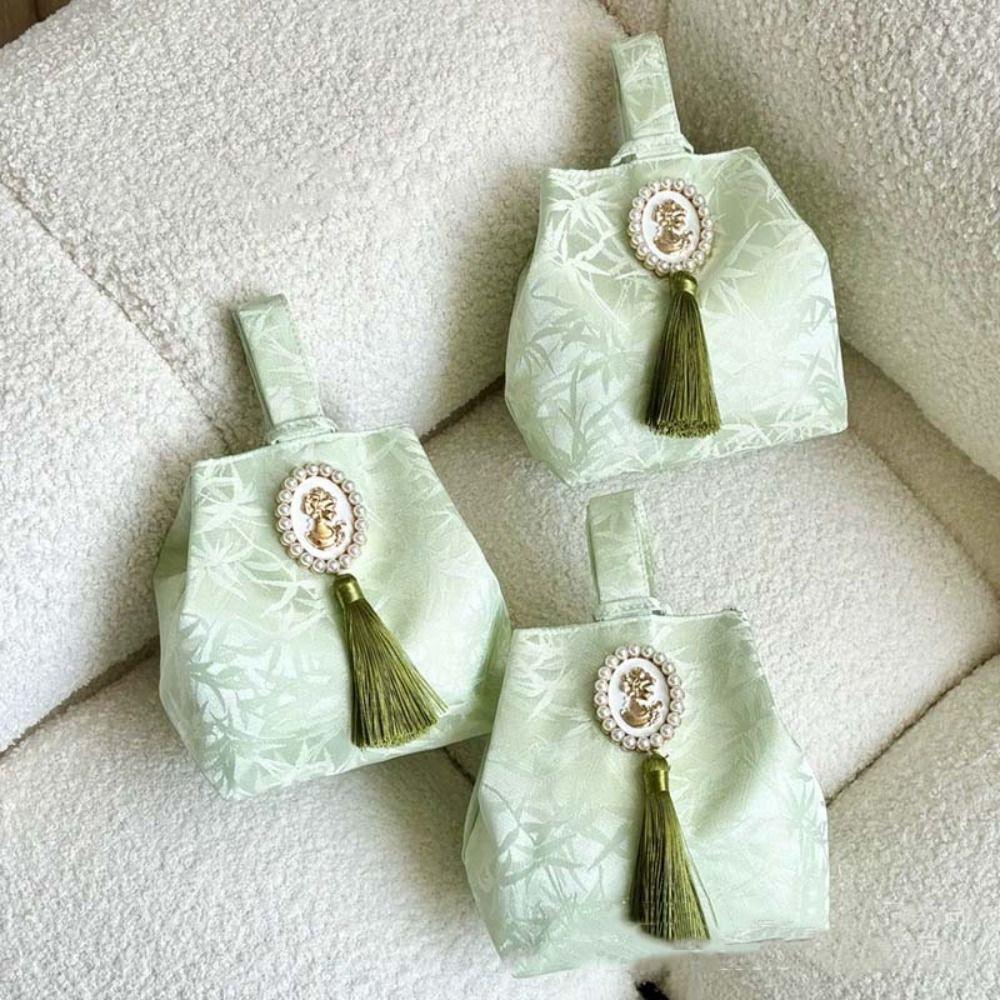 Printing Chinese Style Handbag Temperament Small Item Pouch Sweet Tassel Knot Wrist Bag  Women