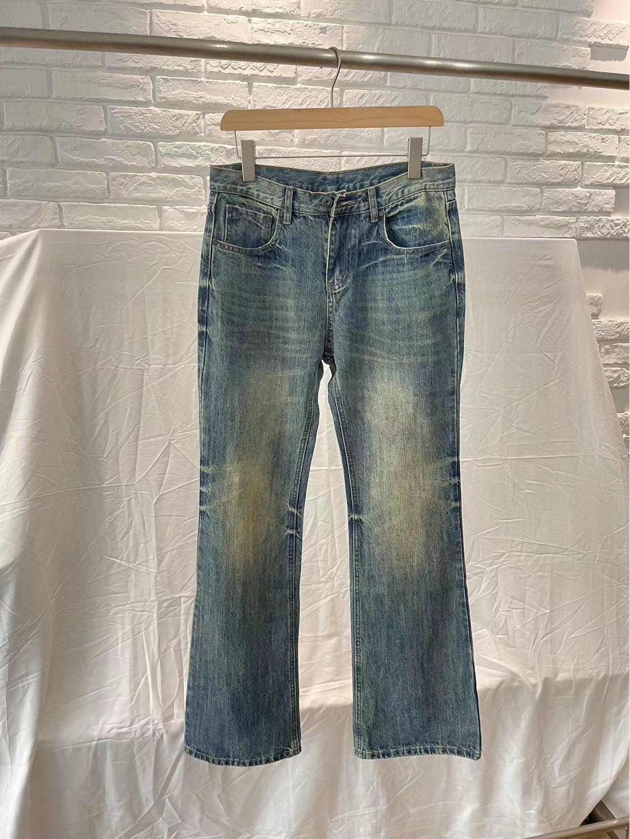 

Уличная одежда Джинсы буткат с низкой посадкой и эффектом варки для женщин - Городской ретро летний стиль Medium