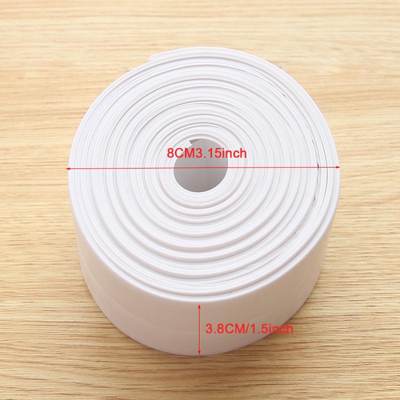 3.2M PVC Bath Sink Sealing Strip Tape Caulk Strip Self Adhesive Waterproof Mould-Proof Wall Sticker Sink Edge Tape for Bathroom Kitchen Accessories