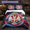 Serbia Pattern 3 Pieces Bedding Set Soft Microfiber Duvet Cover with Pillow Cases for Bedroom
