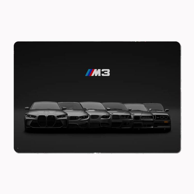 Vintage Black  Lineup of Six M3 Models Racer Race Car Metal Poster Sign Club Custom Indoor Wall Tin Sign Room Decor Home Decor