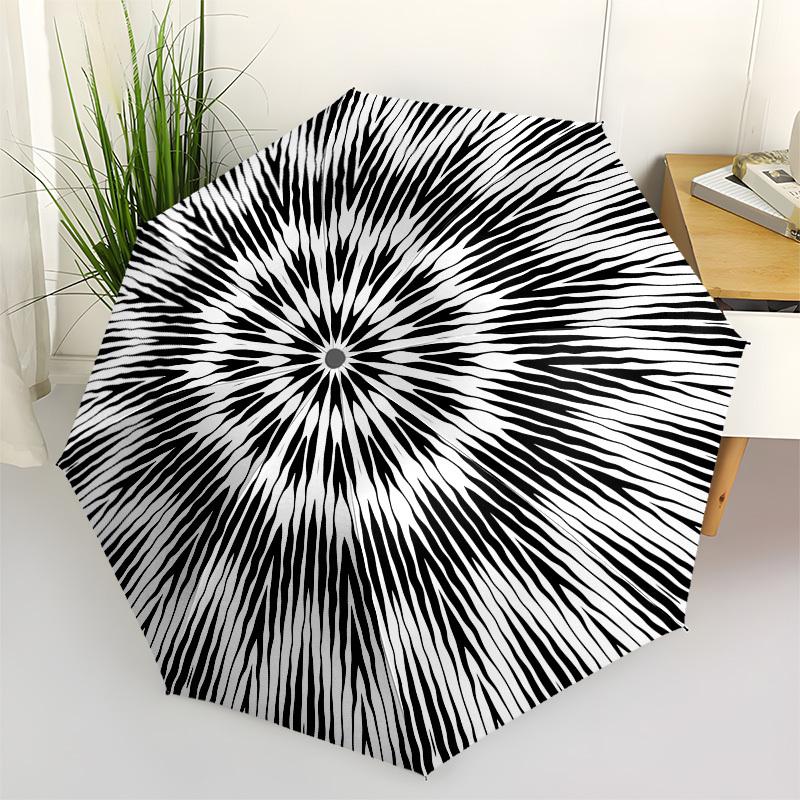 1pc Circular Pattern Automatic Umbrella Durable Iron Frame & Plastic Handle, Gift for Men & Women, Sturdy Construction Yy250905206