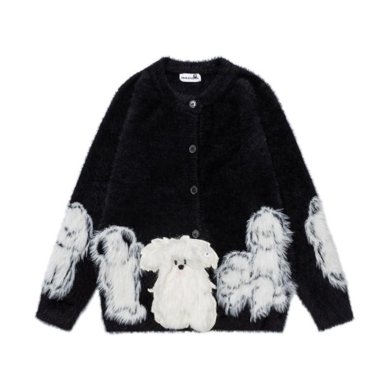 American Retro Cartoon Fluffy Dog Knit