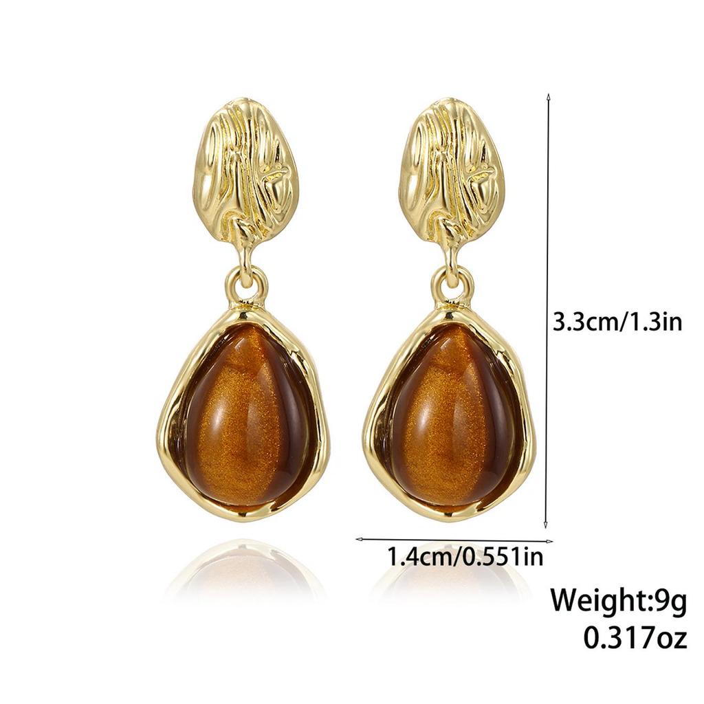 Bold Retro Resin and Alloy Earrings - Fashionable European and American Style