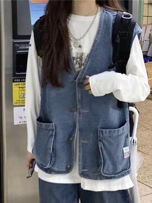 Damen Retro Lockerer Denim-Weste - Ärmellose Strickjacke im Koreanischen Stil für Frühling & Herbst