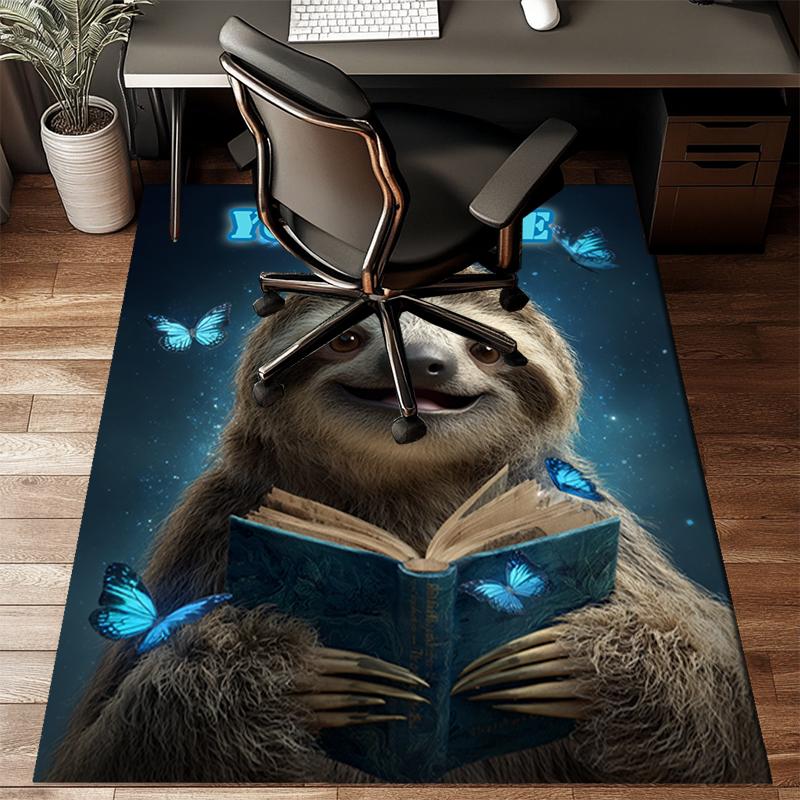 1PC Custom Name Sloth Magical Book Theme Floor Mat Ideal for Living Room, Game Rooms, Office, Bedroom Floor Mat Playful Design