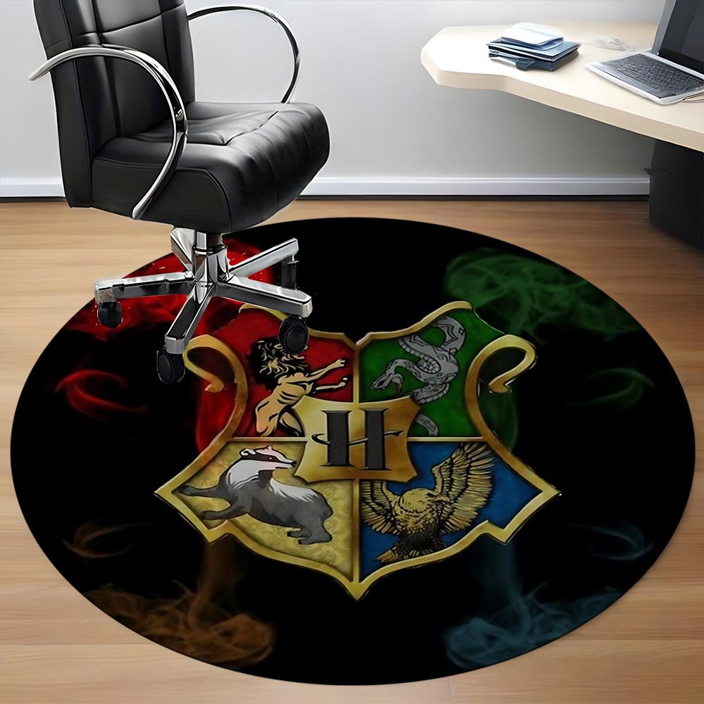1pc Hogwarts Crest Carpet, Round Non-Slip Durable Large Size Office Carpet, Suitable for Office, Beautiful Decoration