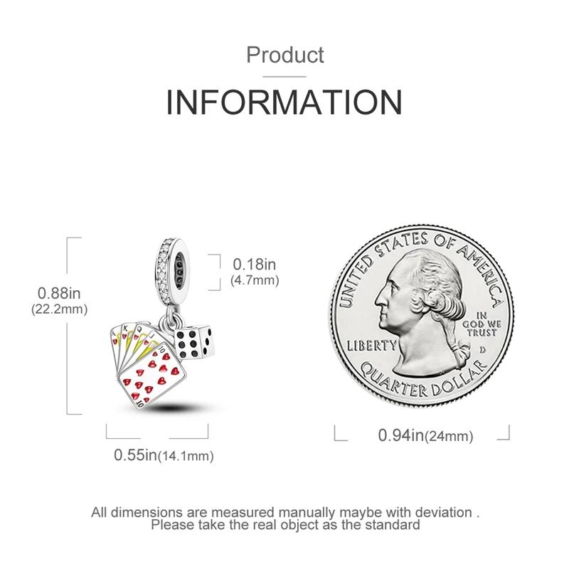 Charm Bead Charms Copper Creative Poker Card Dice Bead Charms Compatible With Charm Bead Charms Plata Authentic Bracelets Bead Charms Women Jewellery