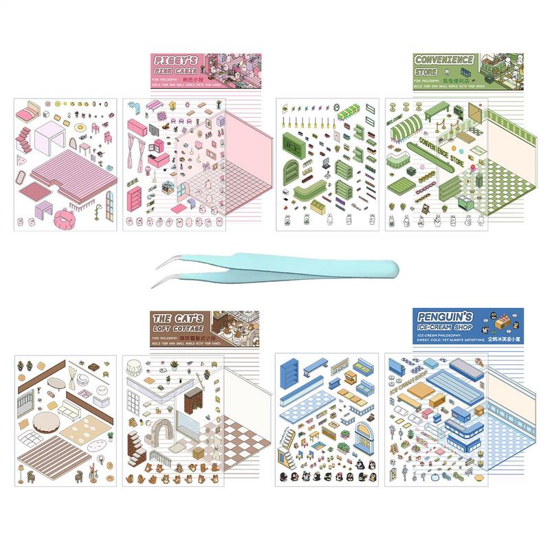 Make Your Own House Stickers 3D Effect Scrapbook Stickers Fun Landscaping Stickers for Adults and Children Creative DIY Stickers