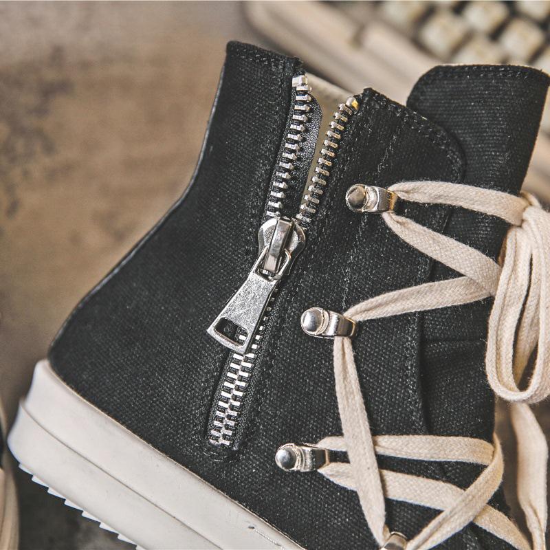 Spring 24 Pentagram Thick-Soled Canvas Sneakers: Stylish Unisex Hip-Hop High-Tops for Street Fashion