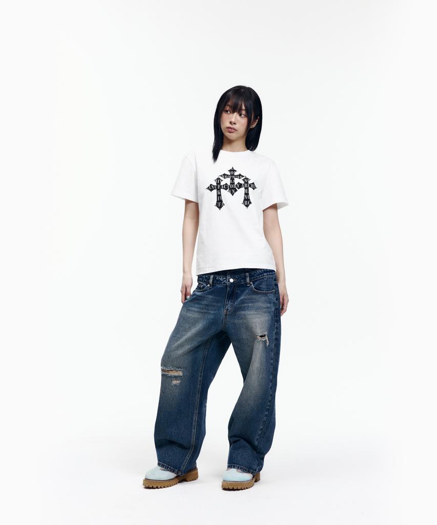 AAKAM Trinity Cross Half Top (White)