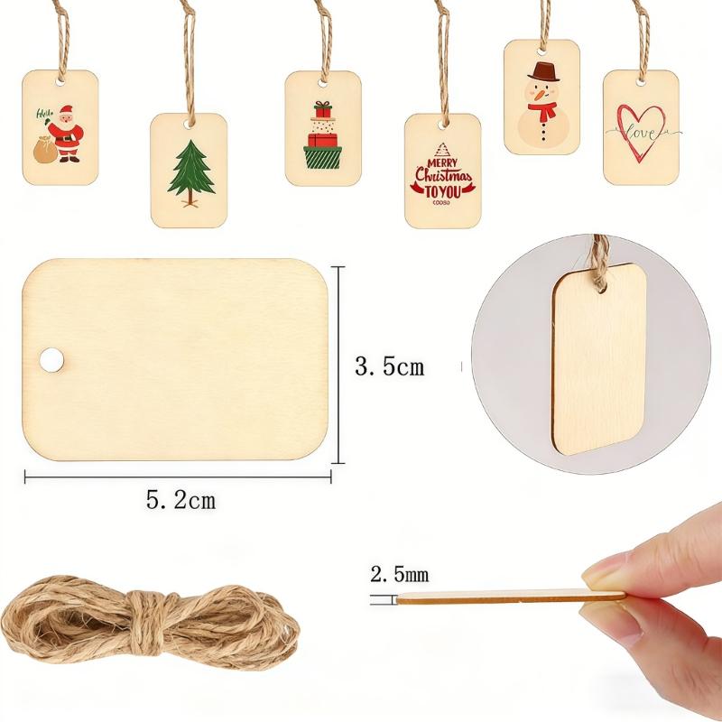 Pack Of 150 Wooden Labels With Rope For Crafting And Creative Painting For Home Decoration And Gift Labels