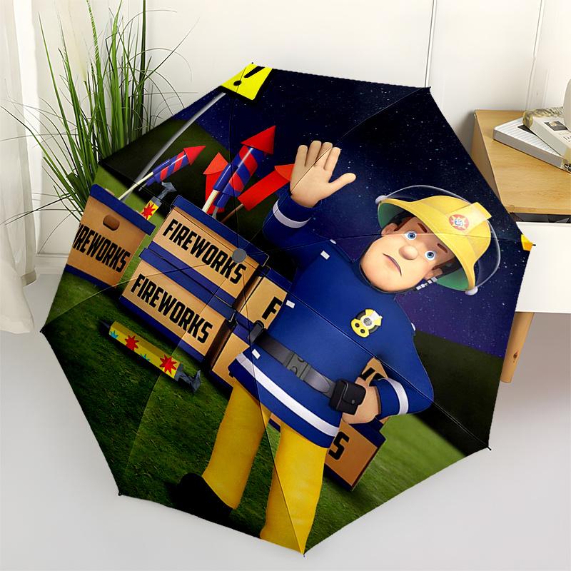 

Fireman Fire trucks Themed Travel Umbrella-8 Ribs Automatic Opening and Closing, Portable Folding Design, Compact and Stylish Umbrella Suita