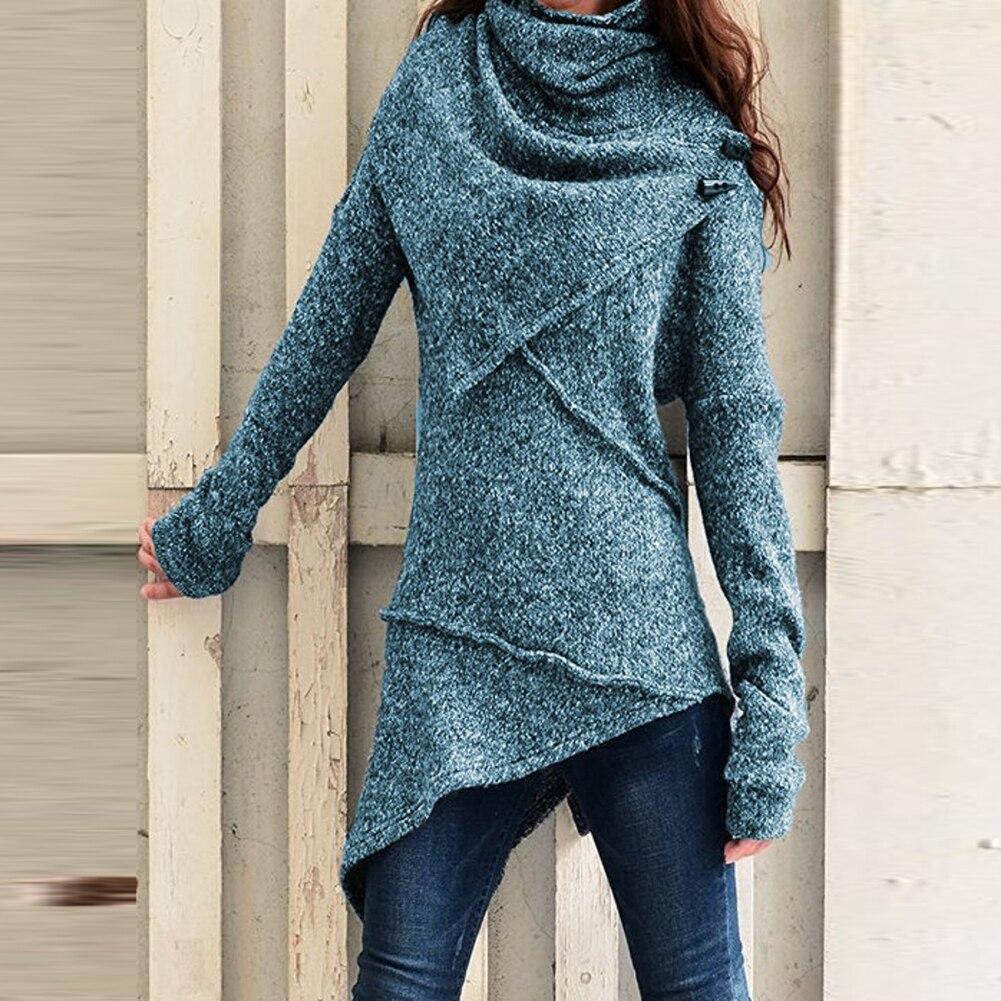 Damen Herbst Winter Rollkragen Strickpullover Unregelmäßiger Saum Slim Damenbekleidung Mode Slim Femme Elastizität Pullover