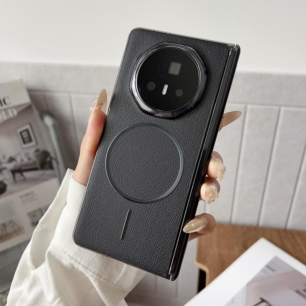 

Pebbled Leather Self-rebound Hinge with Thin Magnetic Ring Phone Case For Honor Magic V 3 magic v3 Camera protect Cover HONOR Magic V3