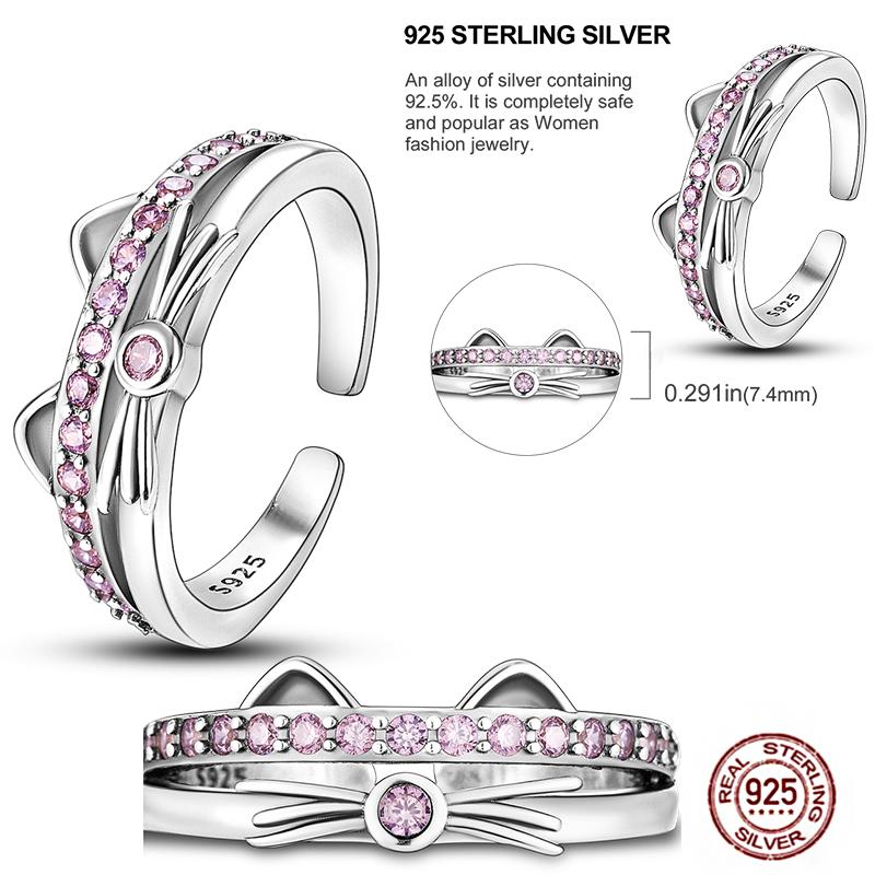 Free Size 925 Sterling Silver Ring Butterfly Sun Moon Sunflower Crystal Original Adjustable Rings for Women Wedding Jewelry Gift