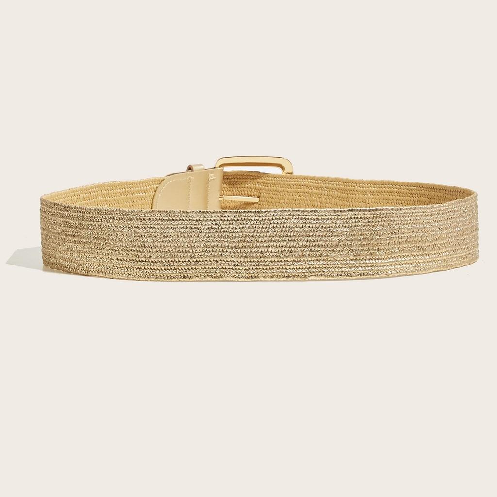 Casual Boho Pp Straw Belt With Alloy Buckle For Women Fashion Accessories Spring 2026