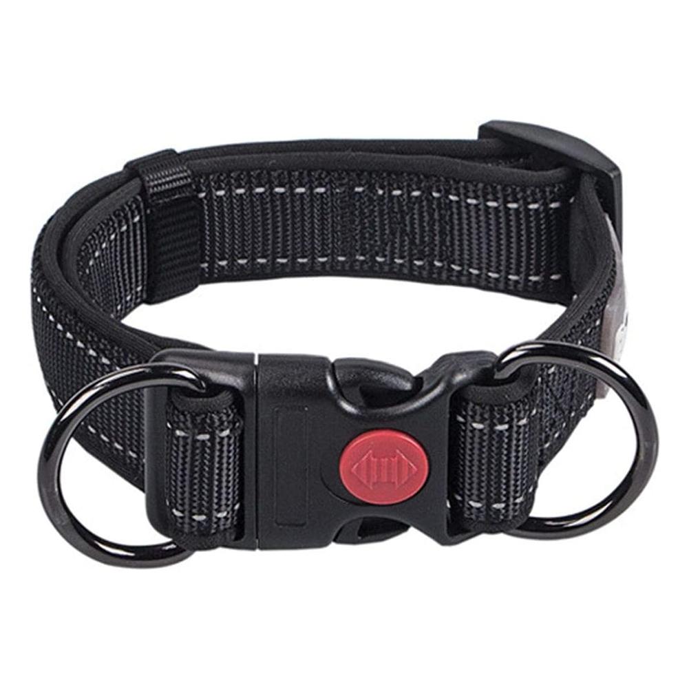 

Светоотражающий ошейник для собак с замком безопасности, двойной пряжкой D, регулируемый нейлоновый ошейник для домашних животных, дышащий, для маленьких, средних и больших собак M