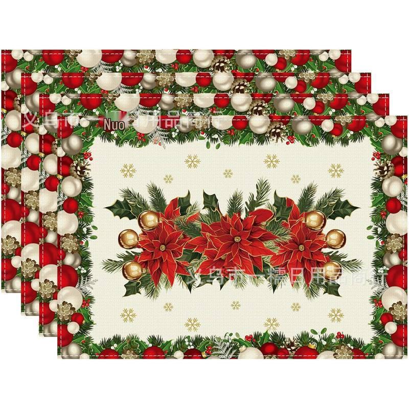2024 Christmas Linen Table Mats - Washable, Stain-Resistant, Heat-Resistant with Snowflake & Santa Designs